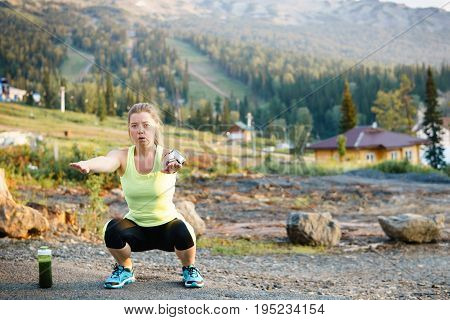 Mature Woman Stretching After Workout. Healthy Lifestyle.