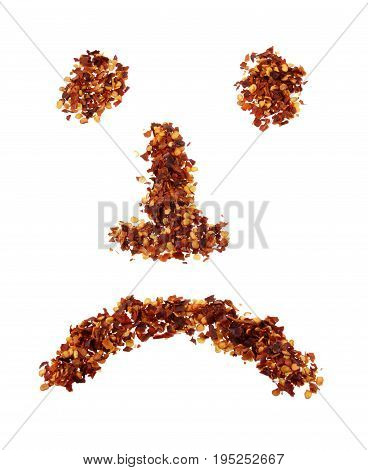 Chilly Powder Sad Face on White Background