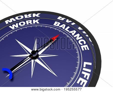 3D Compass Concept Work Life Balance .3D Rendered Illustration