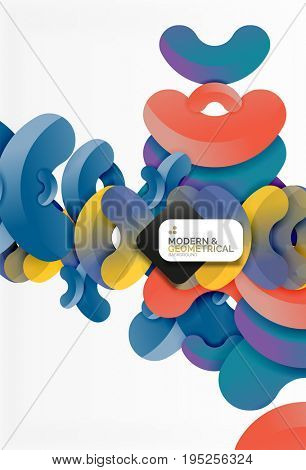 Abstract color geometric round shapes on white - elements with shadow, colorful composition