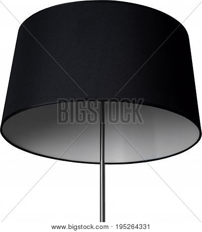 A Close Up Partial View of a Black Floor Lamp. Black part of lamp isolated on white