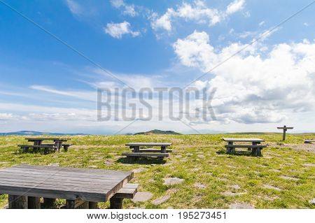 Beautiful landscape mountain and road view of Utsukushigahara is one of the most important and popular natural place in Nagano Japan.