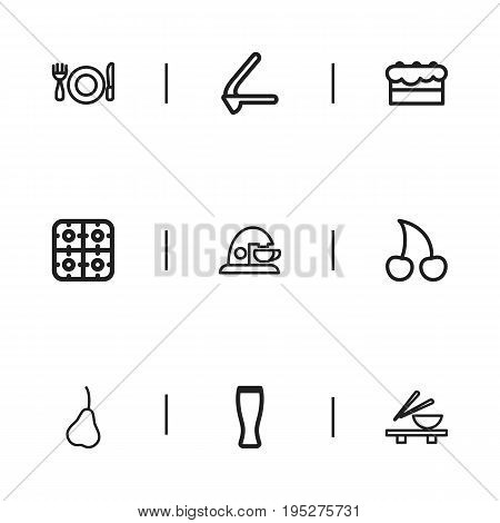 Set Of 9 Editable Cook Icons. Includes Symbols Such As Punchbag, Noodles Bowl, Mug And More. Can Be Used For Web, Mobile, UI And Infographic Design.