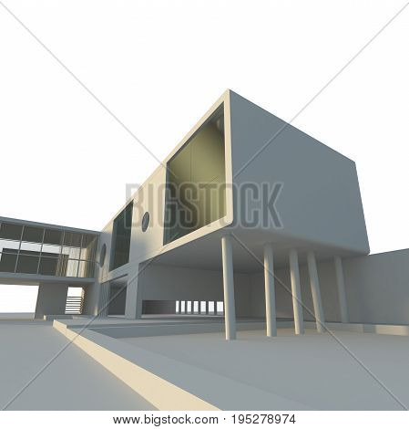Modern building project. design and 3d model my own