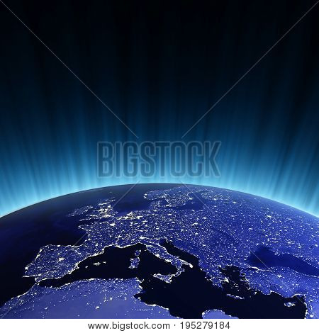 Europe at night. Maps from NASA imagery