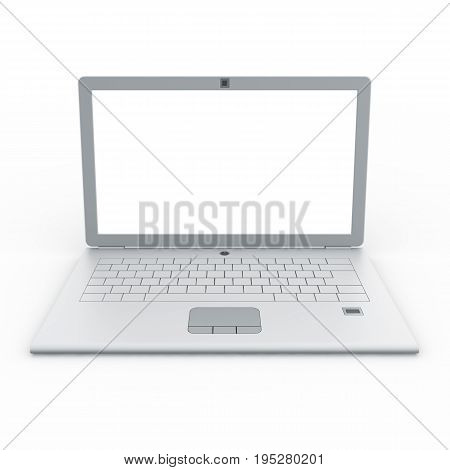 Silver notebook. 3d isolated on white technology background