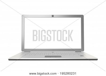 Laptop isolated. Front view 3d render technology background