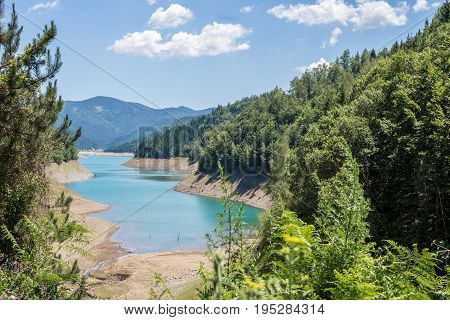 Beautiful Lake Zaovine In Tara Mountain Panoramic View