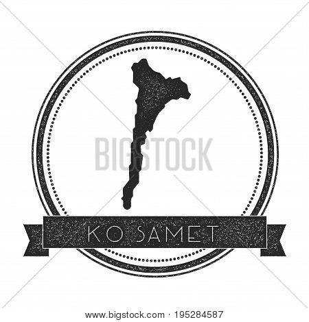 Ko Samet Map Stamp. Retro Distressed Insignia. Hipster Round Badge With Text Banner. Island Vector I