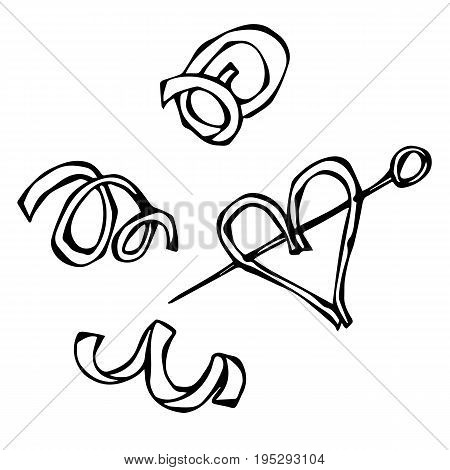 Orange Peel Spiral. Realistic Hand Drawn Doodle Style Sketch. Vector Illustration Isolated On a White Background.