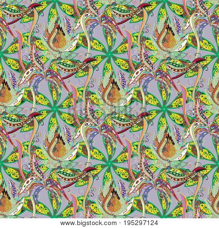 Vector frourish texture. Soft tile. Seamless floral background for wrapping textile sketch. Vintage leafy pattern. Soft cotton design.