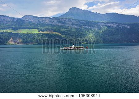 Vitznau Switzerland - June 14 2017: The steam boat 