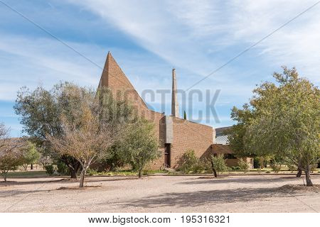GROOTDRINK SOUTH AFRICA - JUNE 11 2017: The Dutch Reformed Church at Grootdrink a village on the N10 road between Groblershoop and Upington in the Northern Cape Province