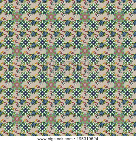 Leaf natural pattern in colors. Summer design. Seamless floral pattern can be used for sketch website background wrapping paper. Vector flower concept.