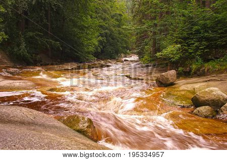 View on Mumlava river, Giant mountains, Czech republic..