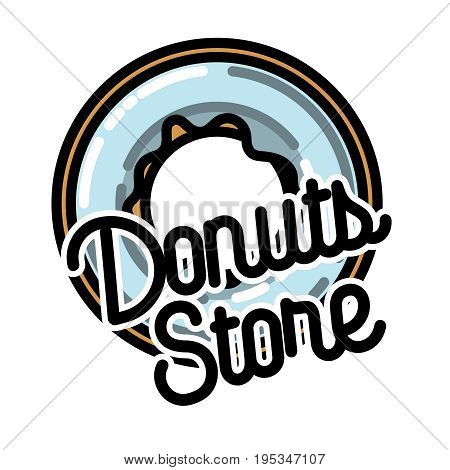 Color vintage donuts store emblem. Vector illustration, EPS 10