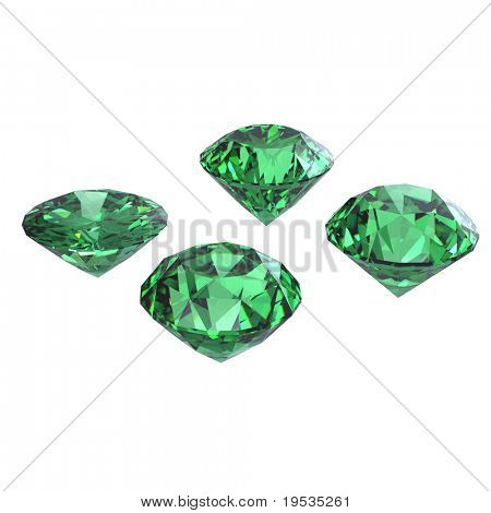 Runde Emerald, isolated on white Background. Edelstein