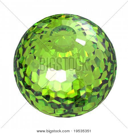 Peridoto rotondo isolato su sfondo bianco. Gemma