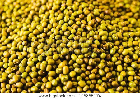 Fresh green grams on display at a nearby farmer's market. Traditional Raw Vegan source of Protein!