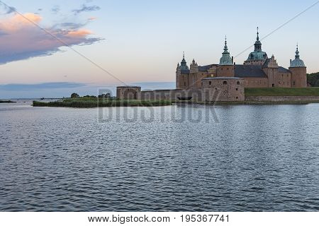 Kalmar castle at sunrise in the Smaland region of Sweden.
