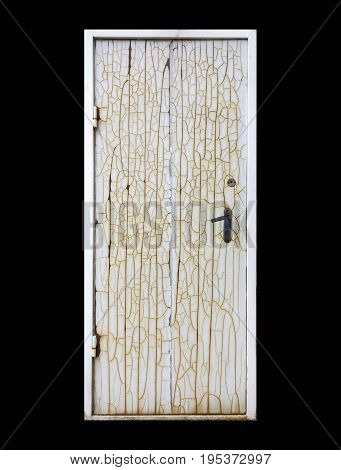 old door isolated. greasy entrance. Blemished paint.