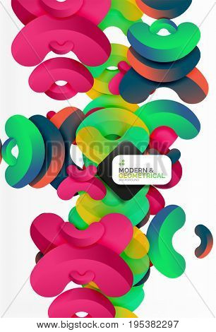 Abstract color geometric round shapes on white - elements with shadow, colorful composition