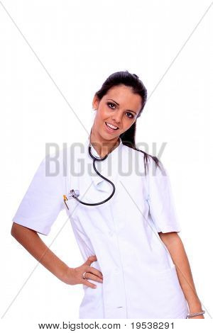 Beautiful young doctor with stethoscope