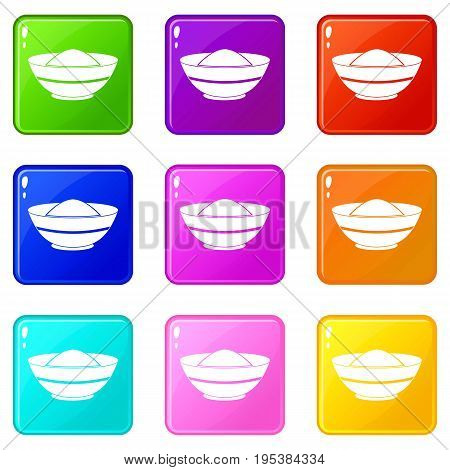Indian spicy icons of 9 color set isolated vector illustration