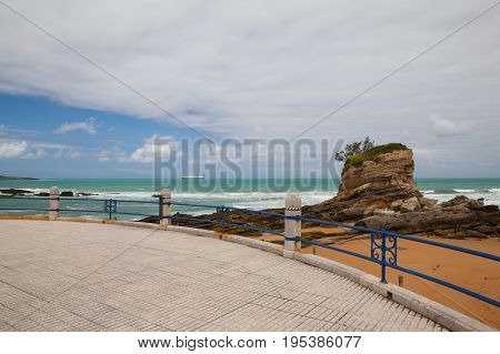 Empty El Sardinero beach promenade Santander Cantabria Spain