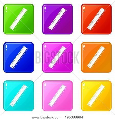 Yardstick icons of 9 color set isolated vector illustration