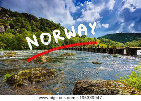Tourist Woman On Bridge Terland Klopp In Norway