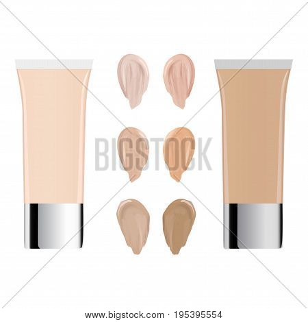 Vector Illustration Of Color Shades Palette For Foundation. Make Up Cosmetic Products For Banner, Po