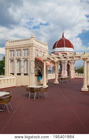 Cienfuegos Cuba - January 28 2017: Beautiful Palacio de Valle in CienfuegosCuba.Palacio de Valle is an architectural jewel located in the Punta Gorda reminiscent of Spanish-Moorish art GothicBaroque...