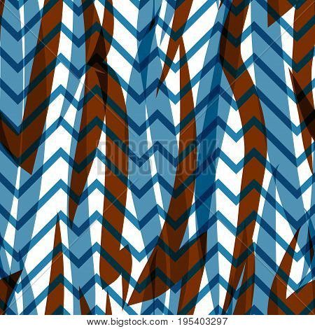 Geometric Abstract Seamless Pattern. Linear Zigzag Motif Background. Polygonal Lines Design