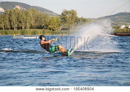 Rider Wakeboarding In The Cable Wake Park Merkur