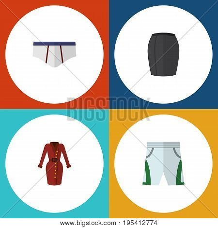 Flat Icon Clothes Set Of Underclothes, Stylish Apparel, Clothes And Other Vector Objects. Also Includes Dress, Cloth, Underwear Elements.