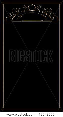 Smartphone wallpaper or photo frame. Golden ar deco frame. Snapchat geofilter for wedding. Wedding frame vector template. Romantic feminine overlay for chat or messenger. Social media vertical banner