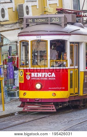 Sightseeing tram in the historic district of Lisbon - Lisbon 2017