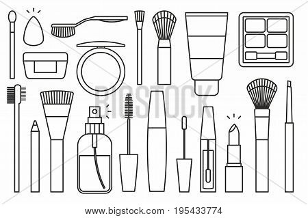 vector collection of isolated makeup tools icons