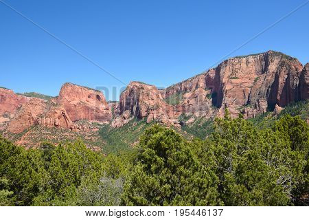 Timbertop Mountain and Nagunt Mesa are two features of the Kolob Canyons area of Zion National Park. 
