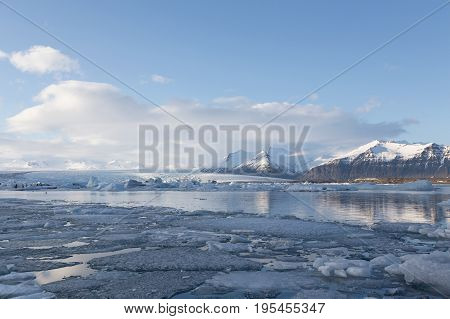 Beautiful winter season Jakusarlon lagoon Iceland nautral landscape background