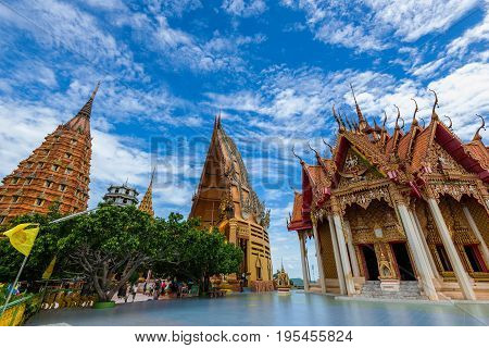 Wat Tham Sua in Kanchanaburi Thailand is a beautiful day so it is very popular with tourists and foreigners Thailand on July 7 2016.