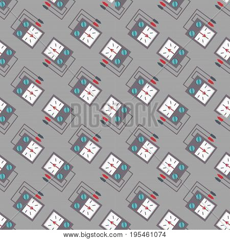 Multimeter electrical measurement technology equipment tool voltmeter electronic test vector illustration. Indication voltage ampere current display instrument seamless pattern.