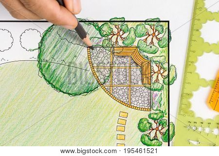 Landscape architect design backyard plan for villa