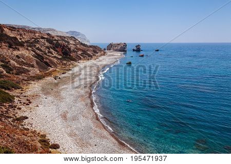 Panoramic Landscape Petra Tou Romiou (the Rock Of The Greek), Aphrodite's Legendary Birthplace In Pa