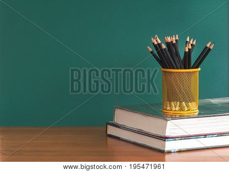 Concept of education or back to school on green background