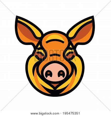 Pig head mascot emblem - vector image of swine head