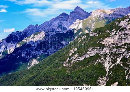 View at Innsbrucks mountain scenery of Innsbruck valley, Austria