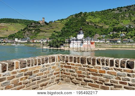 Castle Pfalzgrafenstein in the middle of the Rhine near Kaub