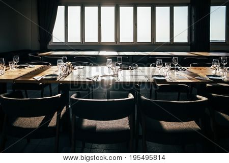 Served Table In Tasting Room In Winery